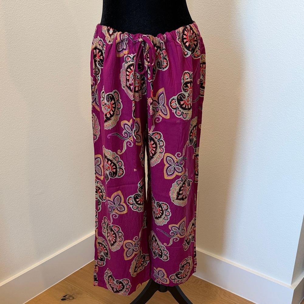 Natori Women's Floral Print Lounge Wear Top/Pants - Purple (Large) - Picture 2 of 15